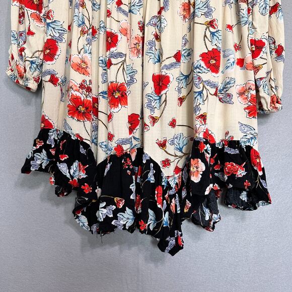 Patrons Of Peace Mini Floral Dress Size S Bohemian Artsy Ruffle Peasant Western - Picture 3 of 11